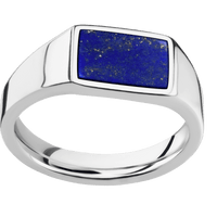 Small Horizontal Rectangle signet ring (12x9mm) in Cobalt Chrome, with a Wide style band, a Lapis inlay.