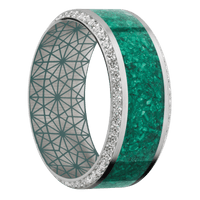 10K White Gold + Satin , Polish Finish + Northern Lights