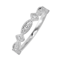 14K White Gold band with 4 Round, 3 Round and 6 Round Lab Grown Diamond having TCW-.23
