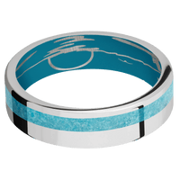 14K White Gold + Polish , Polish Finish + Sea Blue