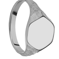 Medium Hexagon signet ring (13.9x12mm) in Titanium, with a Thin style band.
