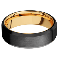 Zirconium + Satin , Bead Finish + 14K Yellow Gold