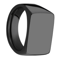 Large Horizontal Rectangle signet ring (20x14.5mm) in Zirconium, with a Wide style band.