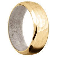10K Yellow Gold + Hammer , Polish Finish + Antler