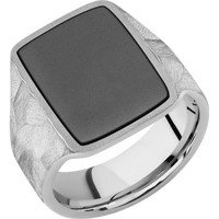 Large Rectangle signet ring (20x14.5mm) in 14K White Gold, with a Wide style band, a Zirconium inlay.