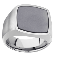 Large Cushion signet ring (18x18mm) in Palladium Silver, with a Wide style band, a Tantalum inlay.