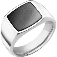 Medium Cushion signet ring (14x14mm) in Cobalt Chrome, with a Wide style band, a Zirconium inlay.