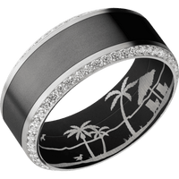 18K White Gold + Satin , Bead Finish + Black