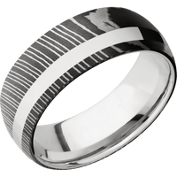 Damascus + Acid Finish + 14K White Gold