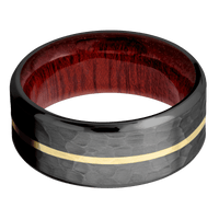 Zirconium + Hammer , Polish Finish + Blood Wood