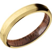 14K Yellow Gold + Hammer , Satin Finish + Koa