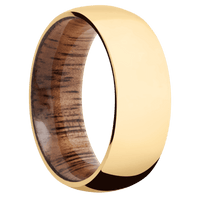 14K Yellow Gold + Polish Finish + Koa