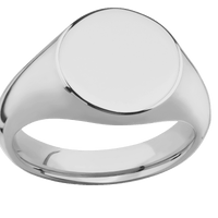 Medium Circle signet ring (14mm) in Titanium, with a Wide style band.