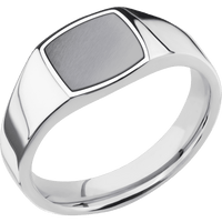 Small Cushion signet ring (10x10mm) in Palladium Silver, with a Wide style band, a Tantalum inlay.