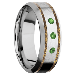 14K White Gold + Hammer , Satin Finish
