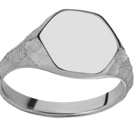Medium Hexagon signet ring (13.9x12mm) in Titanium, with a Thin style band.