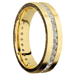 14K Yellow Gold + Hammer Finish