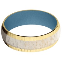14K Yellow Gold + Treebark1 Finish + Polar Blue