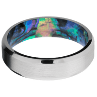 14K White Gold + Satin , Polish Finish + Abalone