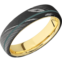 Damascus + Acid Finish + 10K Yellow Gold