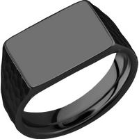 Medium Horizontal Rectangle signet ring (16x11.5mm) in Zirconium, with a Wide style band.