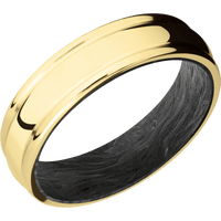 14K Yellow Gold + Polish , Polish Finish + Forged Carbon Fiber