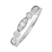 14K White Gold band with alternating 7 Round Lab Grown Diamond and 6 Round Lab Grown Diamond having TCW-.47