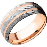 Damascus + Polish Finish + 14K Rose Gold