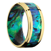 18K Yellow Gold + Polish , Polish Finish + Abalone