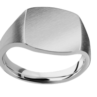 Medium Cushion signet ring (14x14mm) in Titanium, with a Thin style band.
