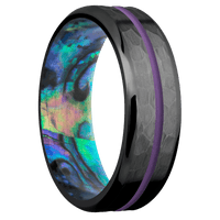 Zirconium + Hammer , Polish Finish + Abalone