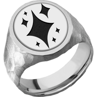 Large Oval signet ring (20x16mm) in Platinum, with a Wide style band, a Platinum inlay and a TWINKLE4 engraving.