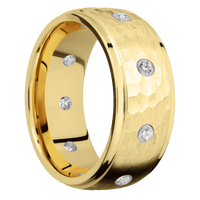 14K Yellow Gold + Hammer , Polish Finish