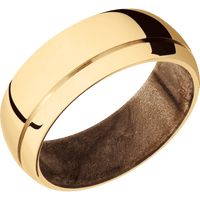 14K Yellow Gold + Polish , Polish Finish + Maple Burl
