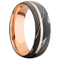 Damascus + Acid Finish + 18K Rose Gold