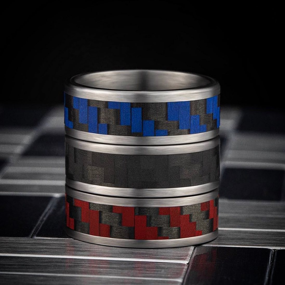 Men's Rings with Carbon Fiber Inlays