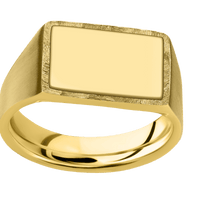 Medium Horizontal Rectangle signet ring (16x11.5mm) in 18K Yellow Gold, with a Wide style band, a 18K Yellow Gold inlay.