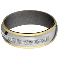 14K White Gold + Satin , Polish Finish + Gun Metal Grey
