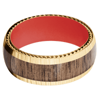 10K Yellow Gold + Treebark1 Finish + USMC Red