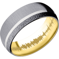 Tantalum + Crosssatin , Stipple Finish + 10K Yellow Gold