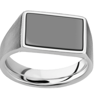 Medium Horizontal Rectangle signet ring (16x11.5mm) in Cobalt Chrome, with a Wide style band, a Zirconium inlay.