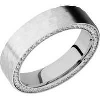 14K White Gold + Hammer Finish