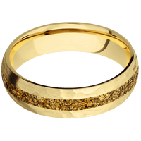 14K Yellow Gold + Hammer Finish