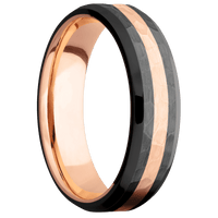 Zirconium + Hammer , Polish Finish + 14K Rose Gold