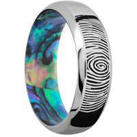 14K White Gold + Polish , Polish Finish + Abalone