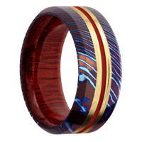 Titanium Damascus + Polish , Polish Finish + Blood Wood