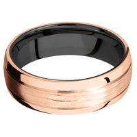 14K Rose Gold + Treebarkh , Polish Finish + Zirconium
