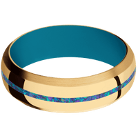 10K Yellow Gold + Polish , Satin Finish + Sea Blue