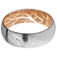 Damascus + Polish Finish + 14K Rose Gold