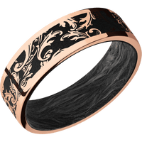 14K Rose Gold + Polish Finish + Forged Carbon Fiber